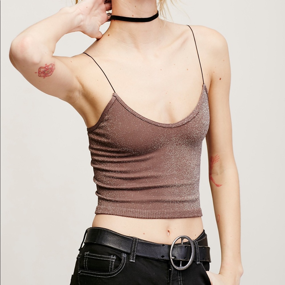 Free People Seamless Cami Tank Sparkle Mauve
